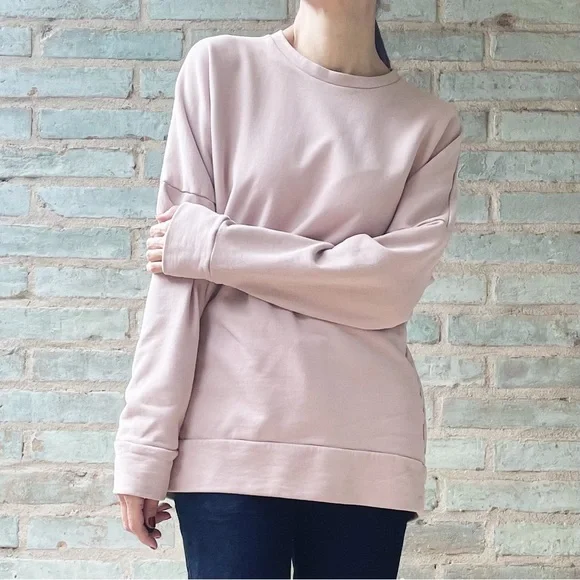 COS Pink Sweatshirt Dusty Rose Oversized Crew Neck Drop Sleeve Sweater - Picture 6 of 14